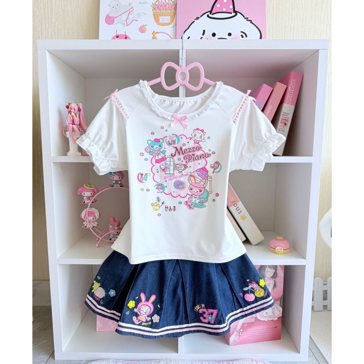 Embroidery Cotton Shirt - اليابانية الحلو تنورة مجموعات الصيف جديد