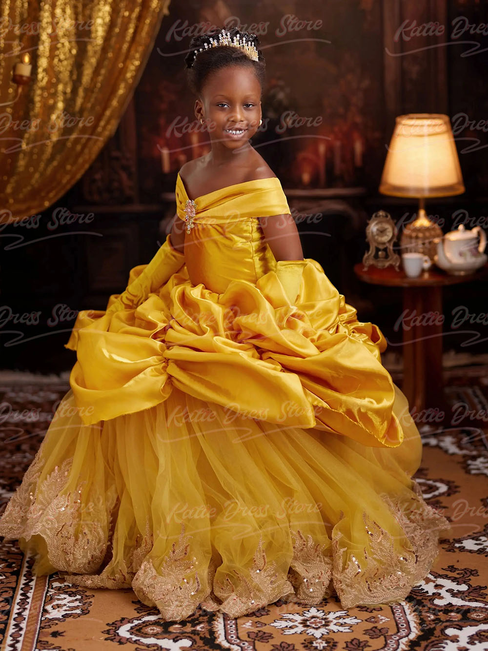 فستان أميرة أصفر مخصص للفتيات  - مراجعة Embroidery Yellow Dress وسعره